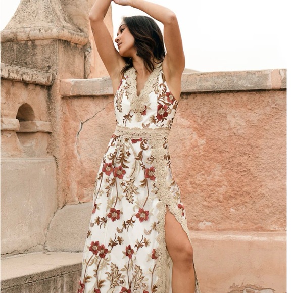 Joyfolie Alya Dress with Red and Gold Embroidery - Picture 8 of 13